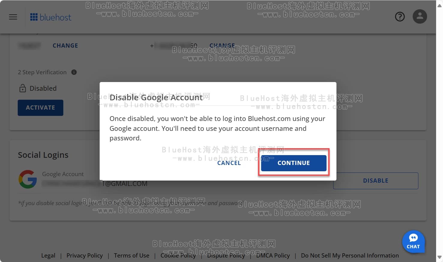 禁用 Google 帐户